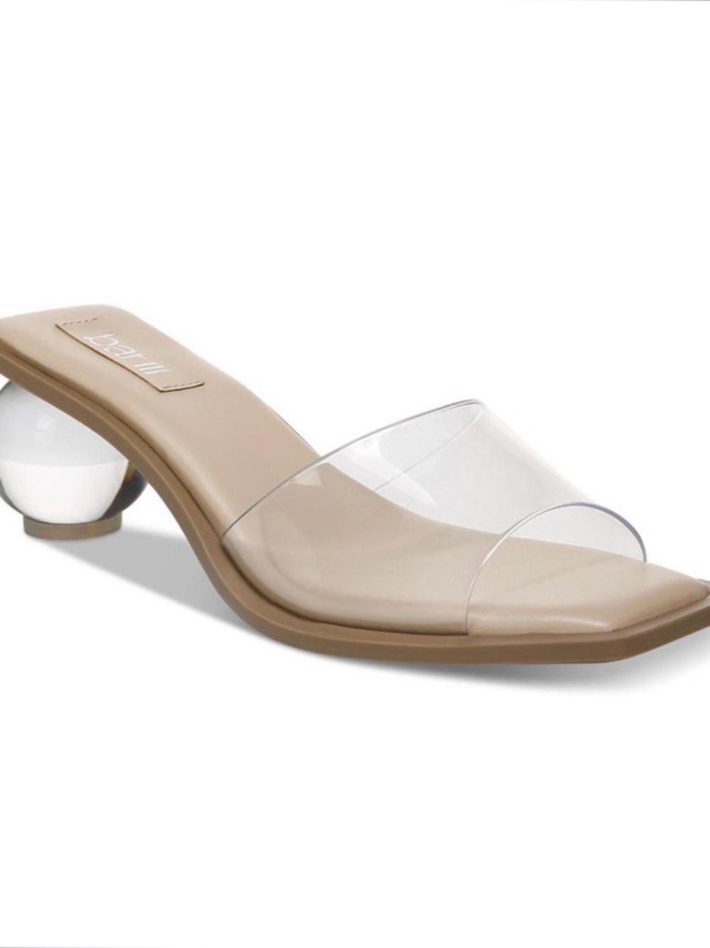 Bar III Nude Slide Sandals with Clear Vinyl Strap